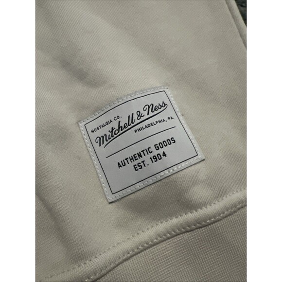 XL Mitchell & Ness Branded Script Crewneck Sweatshirt Mens Light Grey - Picture 3 of 9